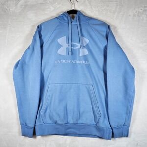 Under Armour Men's Blue Logo Hoodie Fleece‎ Pullover Size S